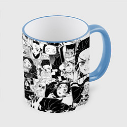 Кружка 3D Клинок рассекающий демонов паттерн, цвет: 3D-небесно-голубой кант