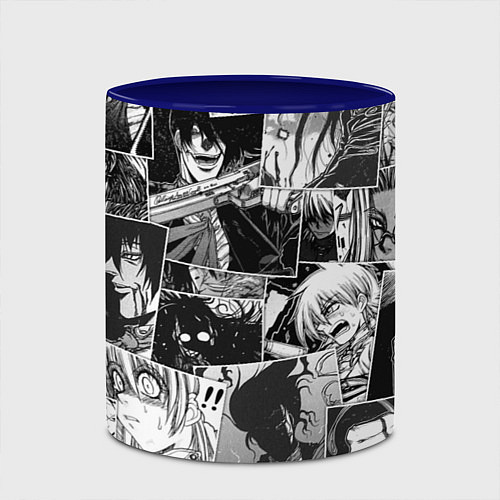 Кружка цветная Хэллсинг паттерн Hellsing / 3D-Белый + синий – фото 2