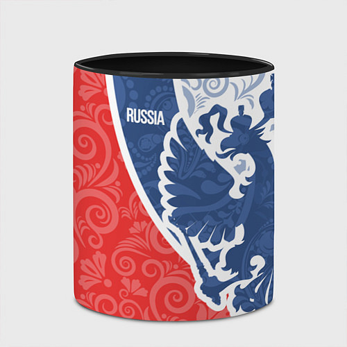 Кружка цветная ГЕРБ РОССИИ С УЗОРАМИ / 3D-Белый + черный – фото 2
