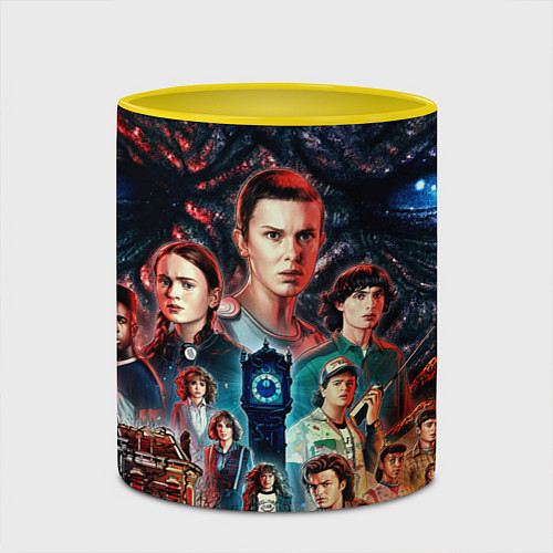 Кружка цветная ОЧЕНЬ СТРАННЫЕ ДЕЛА 4 STRANGER THINGS 4 / 3D-Белый + желтый – фото 2