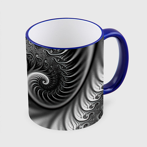 Кружка цветная Футуристический фрактальный абстрактный паттерн Fu / 3D-Синий кант – фото 1