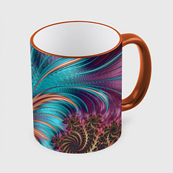 Кружка 3D Floral composition Цветочная композиция, цвет: 3D-оранжевый кант