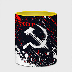 Кружка 3D USSR - СССР - СЕРП И МОЛОТ - КРАСКА, цвет: 3D-белый + желтый — фото 2