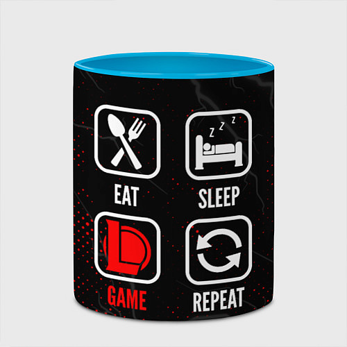 Кружка цветная Eat, Sleep, League of Legends, Repeat / 3D-Белый + небесно-голубой – фото 2