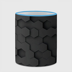 Кружка 3D Чёрные 3D пластины black 3d plates плиты, цвет: 3D-небесно-голубой кант — фото 2