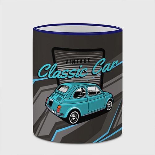 Кружка цветная Classic blue retro car / 3D-Синий кант – фото 2