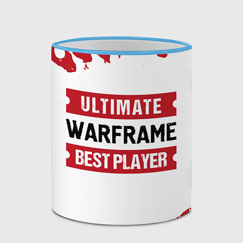 Кружка цветная Warframe: таблички Best Player и Ultimate / 3D-Небесно-голубой кант – фото 2