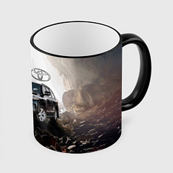Кружка 3D Toyota Land Cruiser 200 в пещере со скальными рису, цвет: 3D-черный кант