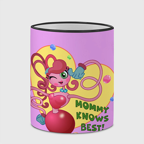 Кружка цветная Mommy knows best / 3D-Черный кант – фото 2