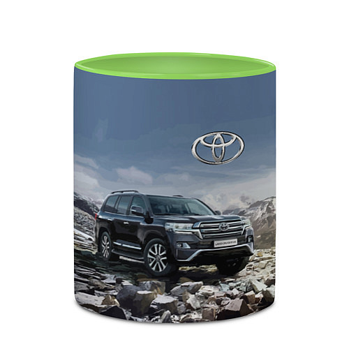 Кружка цветная Toyota Land Cruiser 200 V8 / 3D-Белый + светло-зеленый – фото 2