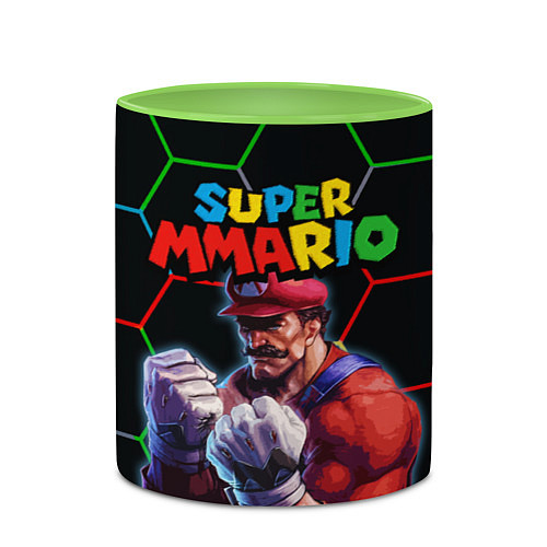 Кружка цветная ММАРИО ММА Супер Марио Super Mario / 3D-Белый + светло-зеленый – фото 2