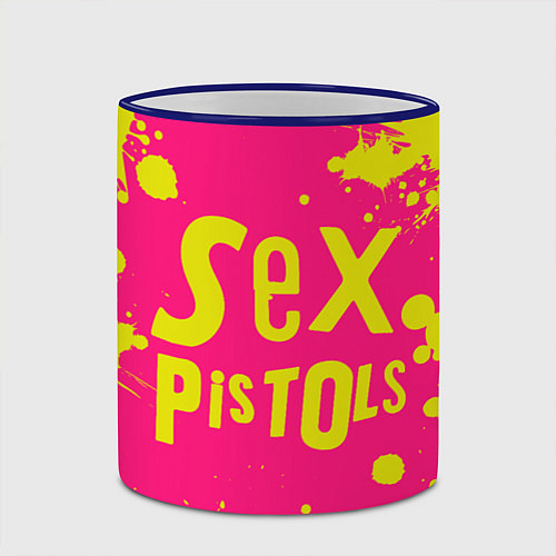 Кружка цветная Sex Pistols Yellow Logo / 3D-Синий кант – фото 2