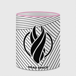 Кружка 3D Символ Dead Space на светлом фоне с полосами, цвет: 3D-розовый кант — фото 2