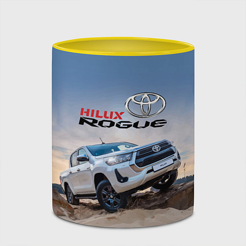 Кружка цветная Toyota Hilux Rogue Off-road vehicle Тойота - прохо / 3D-Белый + желтый – фото 2