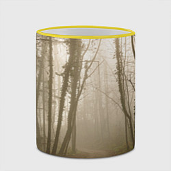 Кружка 3D Туманный лес на восходе, цвет: 3D-желтый кант — фото 2