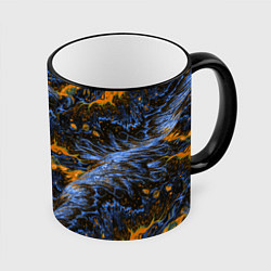 Кружка 3D Оранжево-Синяя Вулканическая Лава, цвет: 3D-черный кант