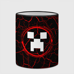 Кружка 3D Символ Minecraft и краска вокруг на темном фоне, цвет: 3D-черный кант — фото 2
