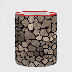 Кружка 3D Черно-коричневая текстура камня, цвет: 3D-красный кант — фото 2