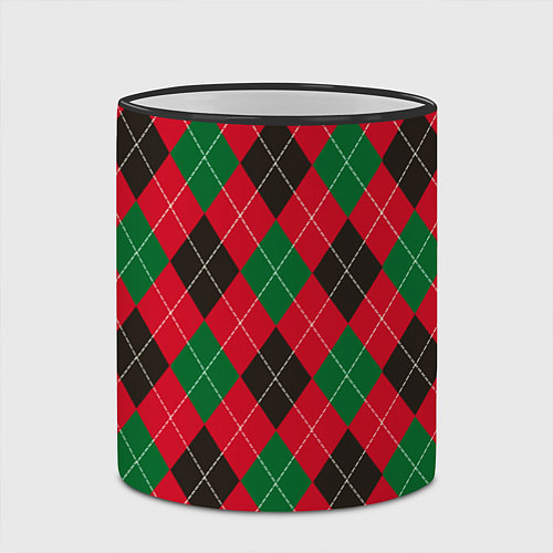 Кружка цветная Классический аргайл / 3D-Черный кант – фото 2