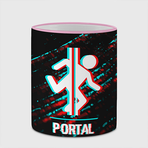 Кружка цветная Portal в стиле Glitch Баги Графики на темном фоне / 3D-Розовый кант – фото 2