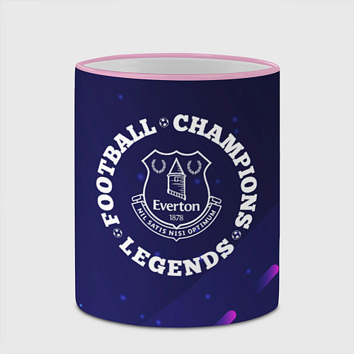 Кружка цветная Символ Everton и круглая надпись Football Legends / 3D-Розовый кант – фото 2