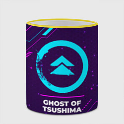 Кружка 3D Символ Ghost of Tsushima в неоновых цветах на темн, цвет: 3D-желтый кант — фото 2