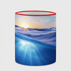 Кружка 3D Грань между небом и водой, цвет: 3D-красный кант — фото 2