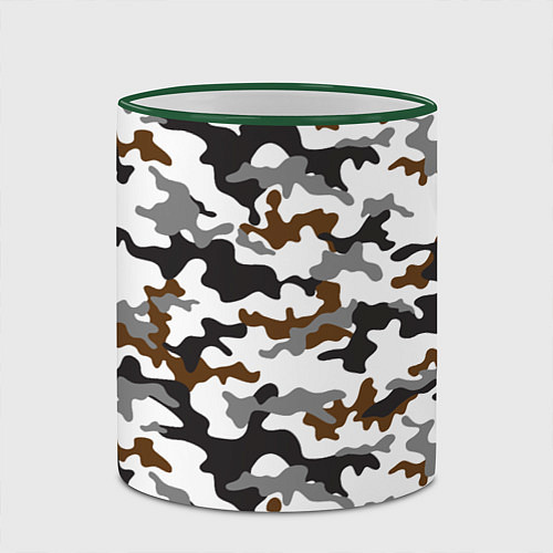 Кружка цветная Камуфляж Чёрно-Белый Camouflage Black-White / 3D-Зеленый кант – фото 2