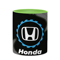 Кружка 3D Honda в стиле Top Gear со следами шин на фоне, цвет: 3D-белый + светло-зеленый — фото 2