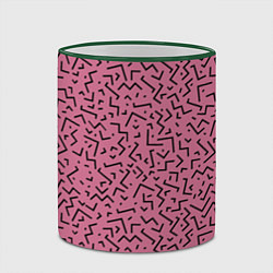 Кружка 3D Минималистический паттерн на розовом фоне, цвет: 3D-зеленый кант — фото 2