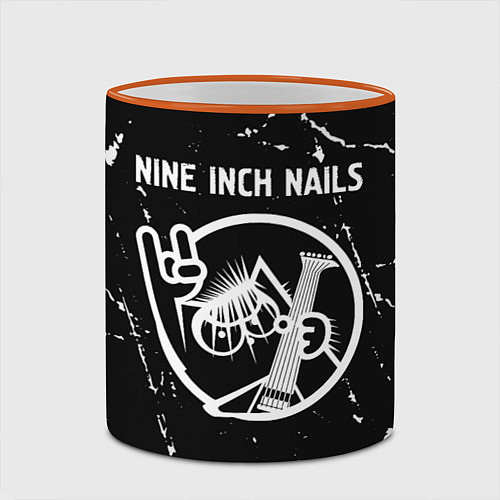 Кружка цветная Nine Inch Nails - КОТ - Потертости / 3D-Оранжевый кант – фото 2