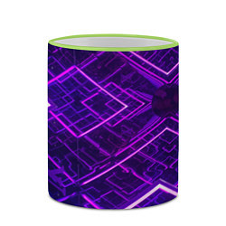 Кружка 3D Неоновые ромбы в абстракции - Фиолетовый, цвет: 3D-светло-зеленый кант — фото 2
