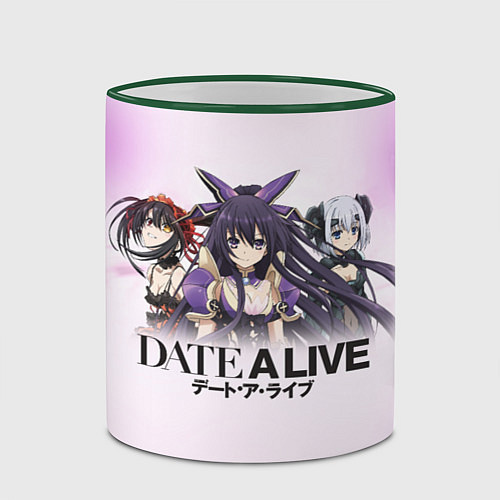 Кружка цветная Рандеву С Жизнью Date A Live / 3D-Зеленый кант – фото 2