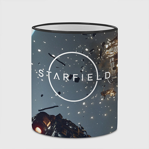 Кружка цветная Космический бой в Starfield / 3D-Черный кант – фото 2