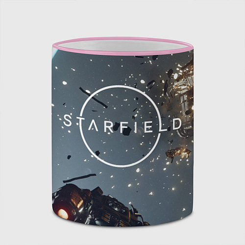 Кружка цветная Космический бой в Starfield / 3D-Розовый кант – фото 2