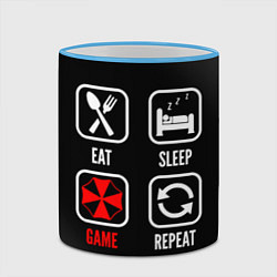 Кружка 3D Eat, Sleep, Resident Evil, Repeat, цвет: 3D-небесно-голубой кант — фото 2