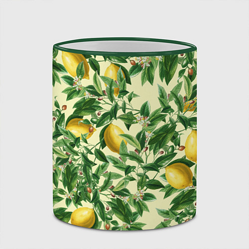 Кружка цветная Лимоны На Ветках / 3D-Зеленый кант – фото 2