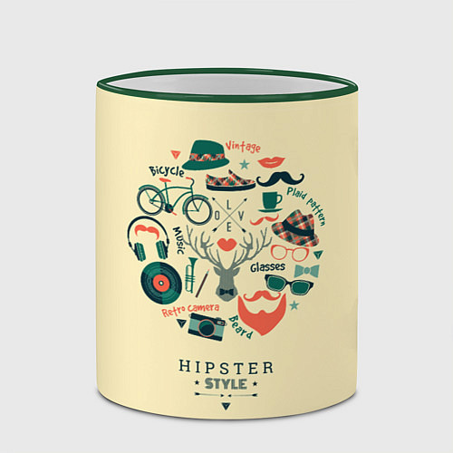 Кружка цветная VINTAGE HIPSTER STYLE / 3D-Зеленый кант – фото 2