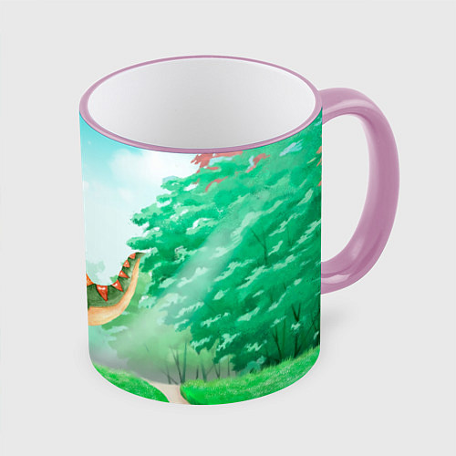 Кружка цветная Маленький Динозаврик / 3D-Розовый кант – фото 1