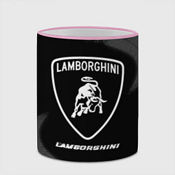 Кружка 3D Lamborghini Speed на темном фоне со следами шин, цвет: 3D-розовый кант — фото 2