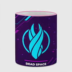 Кружка 3D Символ Dead Space в неоновых цветах на темном фоне, цвет: 3D-розовый кант — фото 2