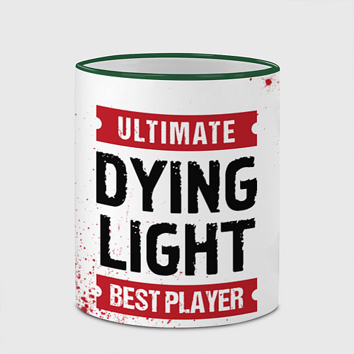 Кружка цветная Dying Light: красные таблички Best Player и Ultima / 3D-Зеленый кант – фото 2