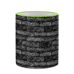 Кружка 3D Стена из черного кирпича Лофт, цвет: 3D-светло-зеленый кант — фото 2