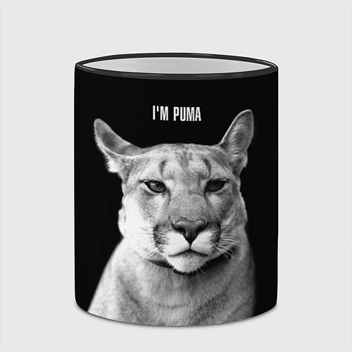 Кружка цветная Смотрящая пума / 3D-Черный кант – фото 2