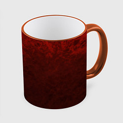 Кружка 3D Мраморный красно-черный градиент, цвет: 3D-оранжевый кант