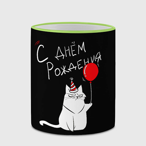 Кружка цветная Birtday from sincere cat / 3D-Светло-зеленый кант – фото 2