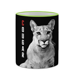 Кружка 3D Cougar - wild cat, цвет: 3D-светло-зеленый кант — фото 2