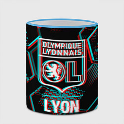 Кружка 3D Lyon FC в стиле Glitch на темном фоне, цвет: 3D-небесно-голубой кант — фото 2