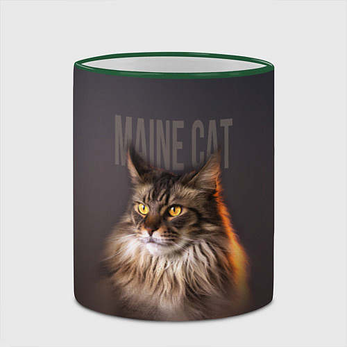 Кружка цветная Maine cat / 3D-Зеленый кант – фото 2