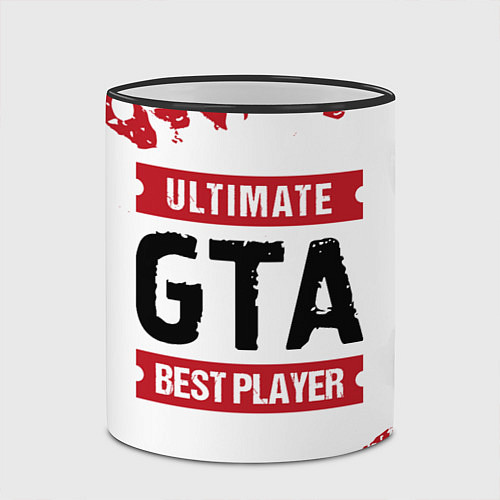 Кружка цветная GTA: красные таблички Best Player и Ultimate / 3D-Черный кант – фото 2